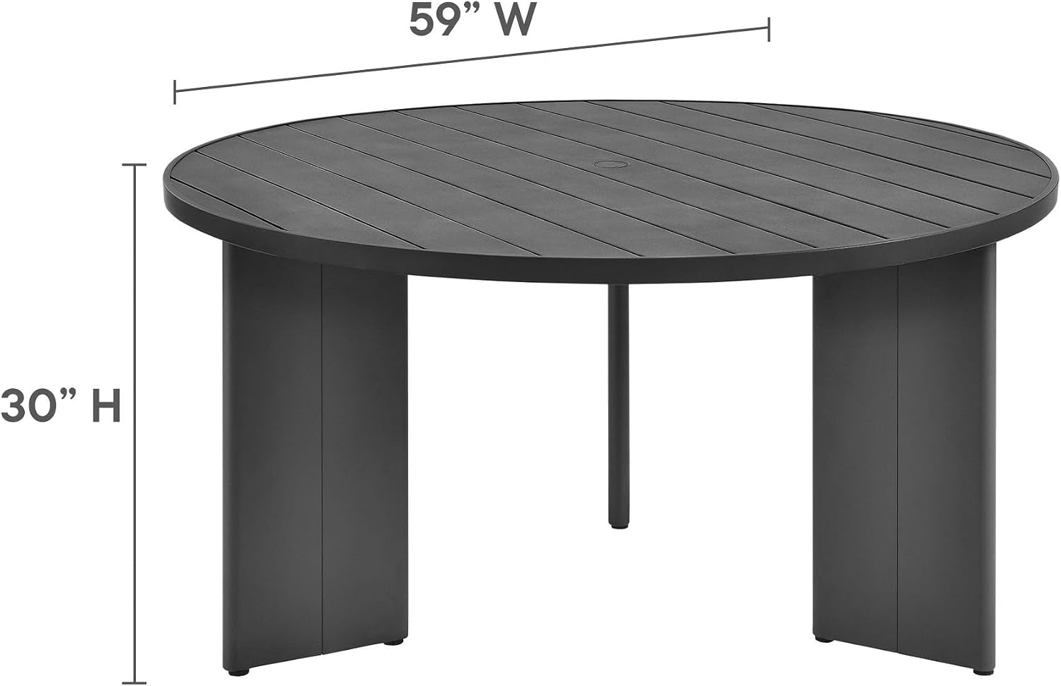 Tahoe Outdoor Patio Powder-Coated Aluminum 5-Piece Dining Set in Gray Gray - round Patio Furniture Set for 4 - outside Table with Umbrella Hole and Cushioned Chairs - Modern Patio Set