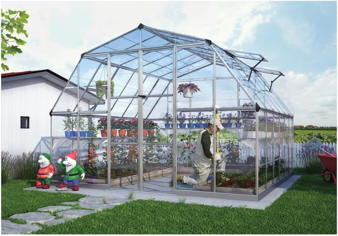 - Canopia Americana 12' X 12' Large Greenhouse for outside Heavy Duty Polycarbonate, Rust Resistant Aluminum Frame and High Light Transparency Panels for Growing Vegetables, Outdoor Sun Room