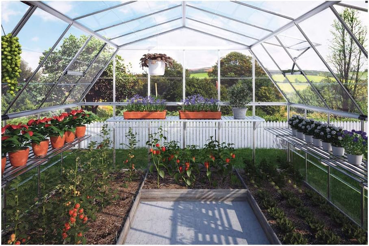 - Canopia Americana 12' X 12' Large Greenhouse for outside Heavy Duty Polycarbonate, Rust Resistant Aluminum Frame and High Light Transparency Panels for Growing Vegetables, Outdoor Sun Room