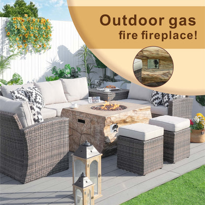 Arthur 7 -Piece Wicker Patio Conversation Set with Tan Cushions Included