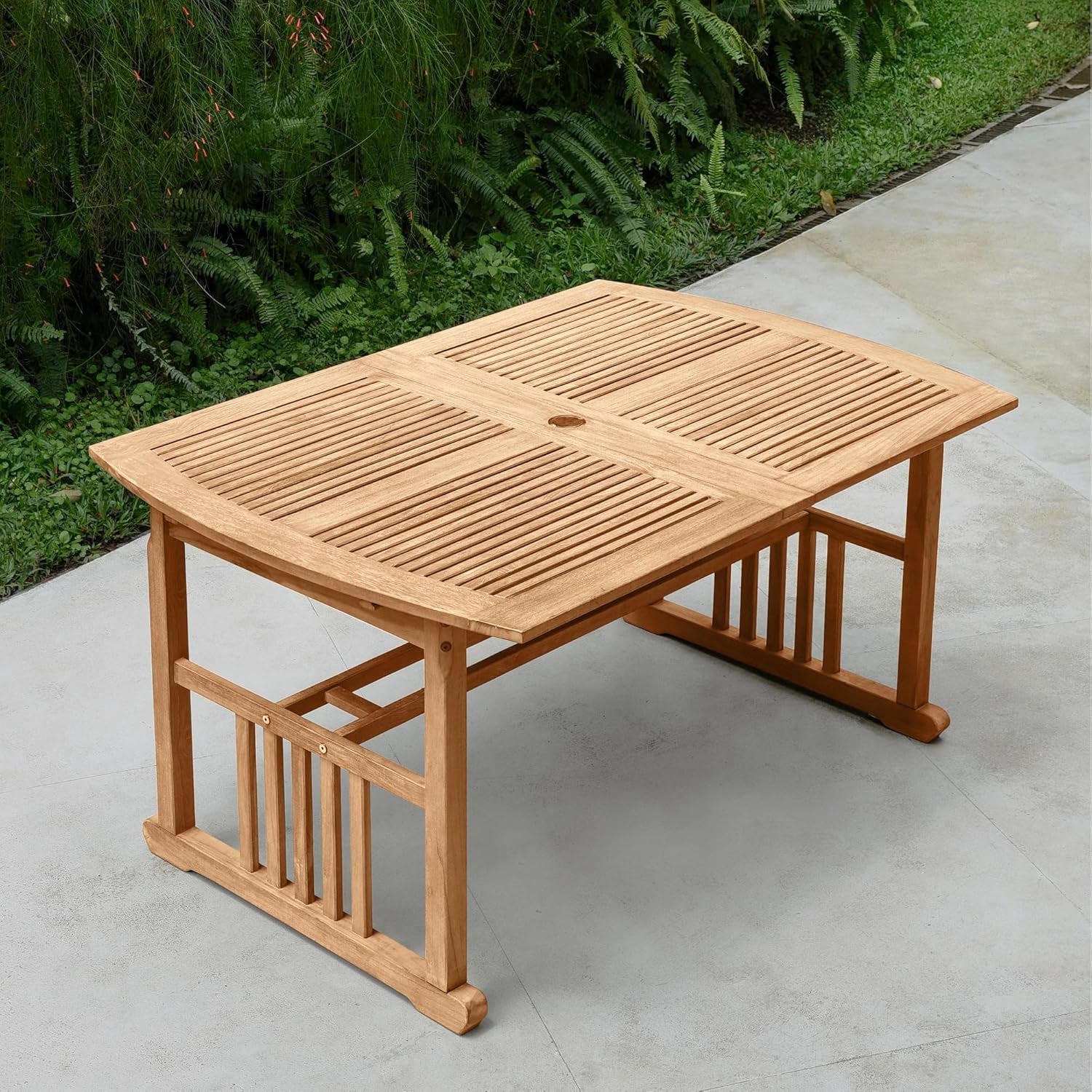 Caterina Teak Wood 6-Piece Outdoor Dining Set with Backless Bench, Navy