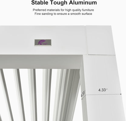 Outdoor Louvered Pergola 12' X 14' White Aluminum Pergola Modern Shade Gazebo with 2 Independently Adjustable Rainproof Hardtop for Patio Garden Yard
