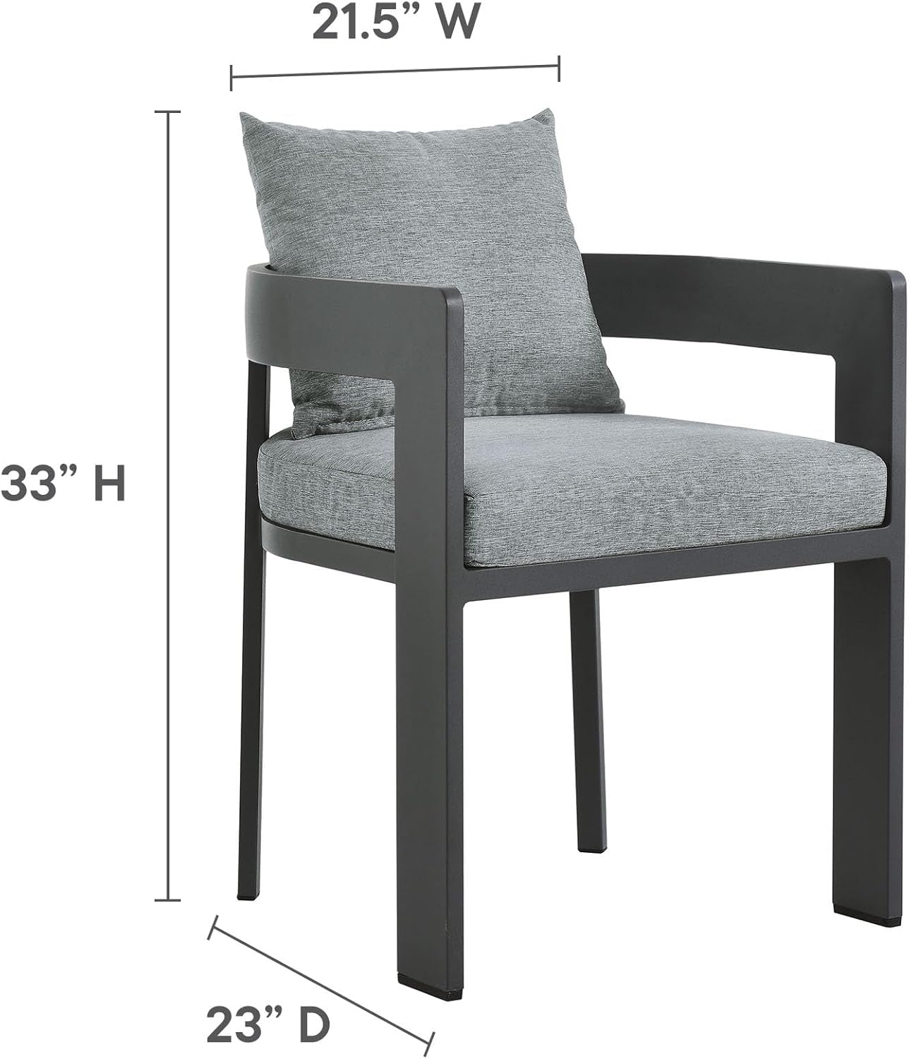 Tahoe Outdoor Patio Powder-Coated Aluminum 5-Piece Dining Set in Gray Gray - round Patio Furniture Set for 4 - outside Table with Umbrella Hole and Cushioned Chairs - Modern Patio Set
