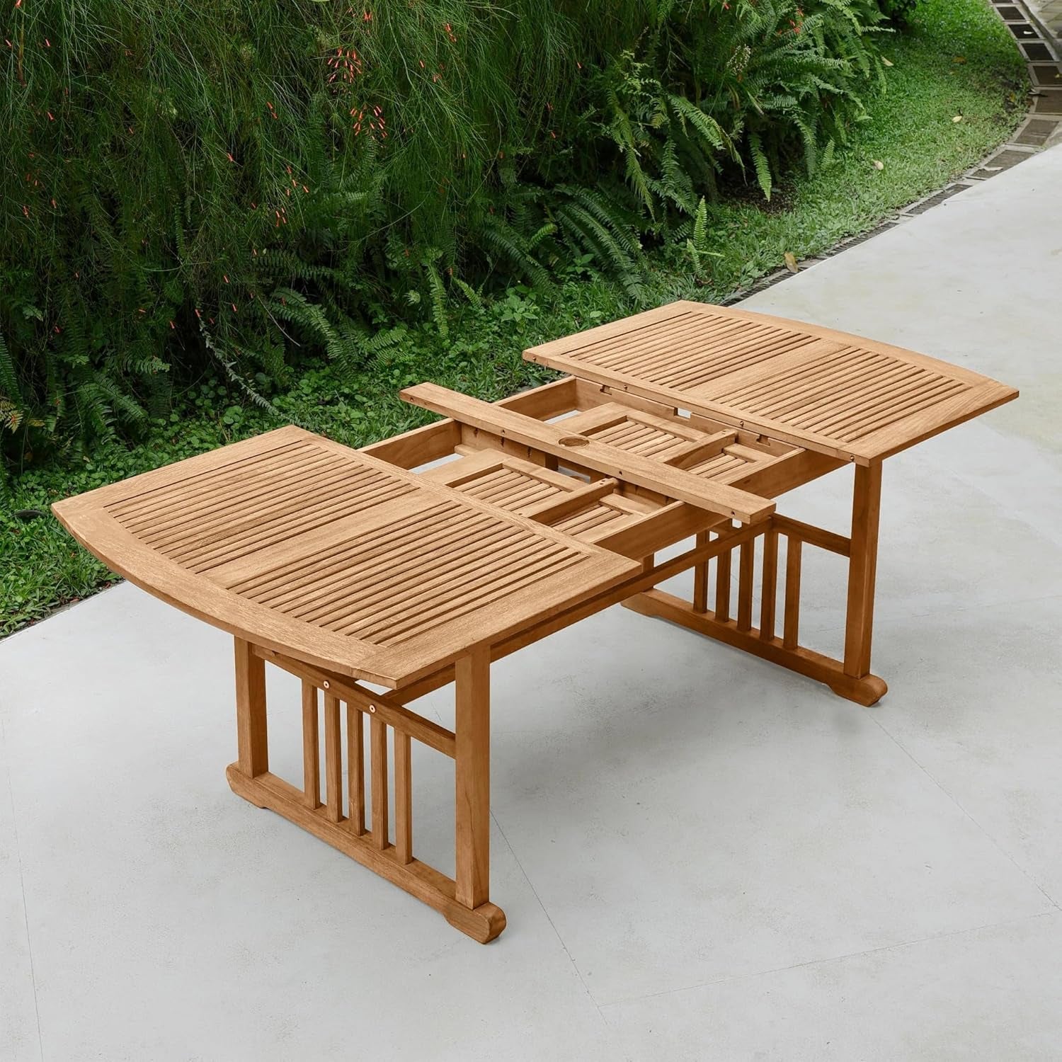 Caterina Teak Wood 6-Piece Outdoor Dining Set with Backless Bench, Navy