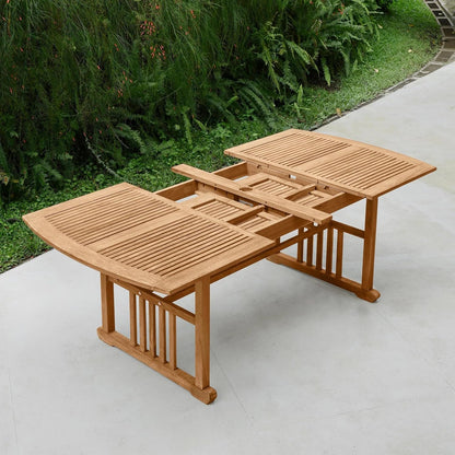 Caterina Teak Wood 6-Piece Outdoor Dining Set with Backless Bench, Navy