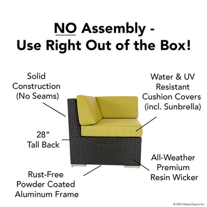 Black 9-Piece Wicker Patio Combo Conversation Set with Sunbrella Coal Cushions