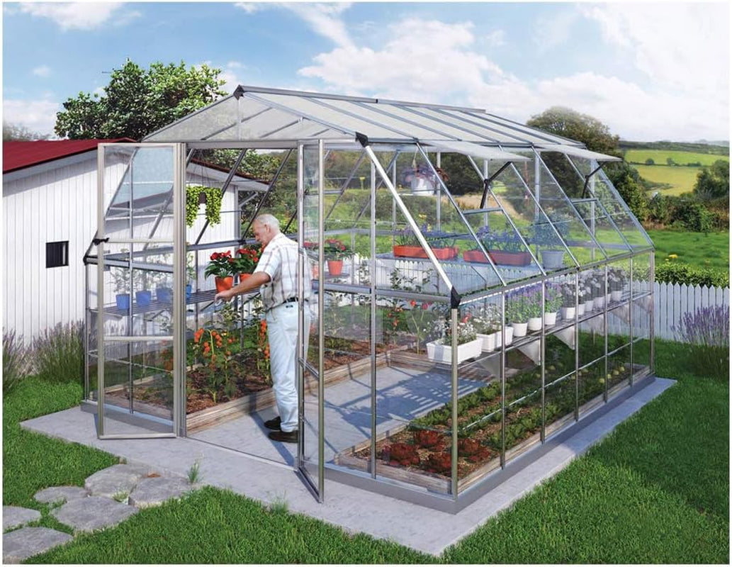 - Canopia Americana 12' X 12' Large Greenhouse for outside Heavy Duty Polycarbonate, Rust Resistant Aluminum Frame and High Light Transparency Panels for Growing Vegetables, Outdoor Sun Room