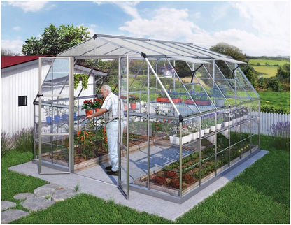 - Canopia Americana 12' X 12' Large Greenhouse for outside Heavy Duty Polycarbonate, Rust Resistant Aluminum Frame and High Light Transparency Panels for Growing Vegetables, Outdoor Sun Room