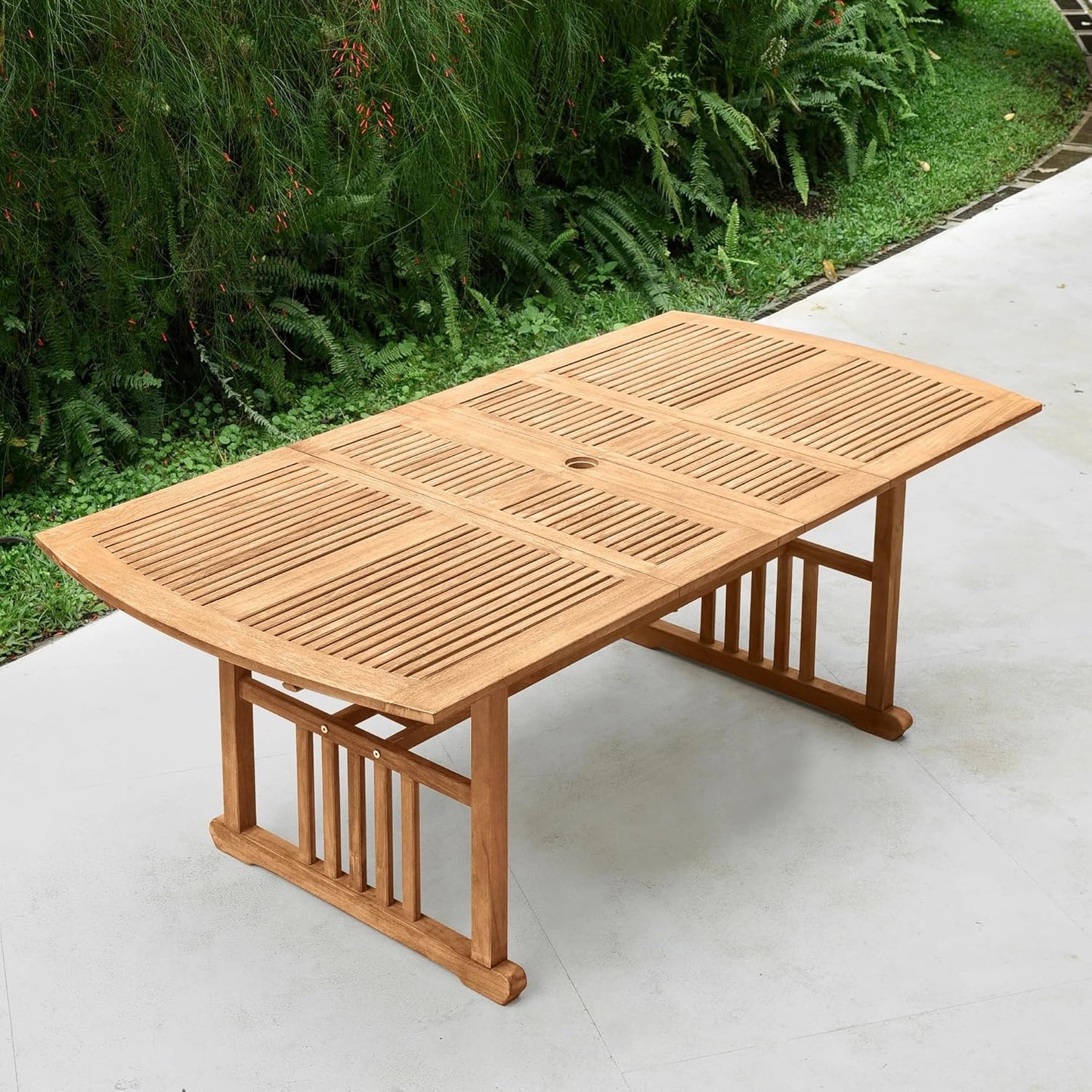 Caterina Teak Wood 6-Piece Outdoor Dining Set with Backless Bench, Navy
