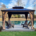 10' x 12' Hardtop Metal Gazebo with Netting and Curtains