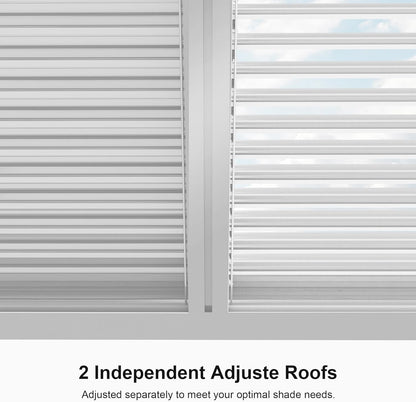Outdoor Louvered Pergola 12' X 14' White Aluminum Pergola Modern Shade Gazebo with 2 Independently Adjustable Rainproof Hardtop for Patio Garden Yard