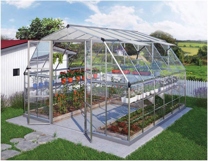 - Canopia Americana 12' X 12' Large Greenhouse for outside Heavy Duty Polycarbonate, Rust Resistant Aluminum Frame and High Light Transparency Panels for Growing Vegetables, Outdoor Sun Room